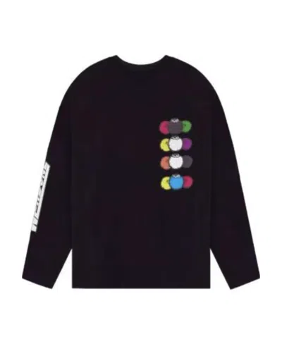 We11 Done Long-sleeved T-shirt With Printed Pattern In Black
