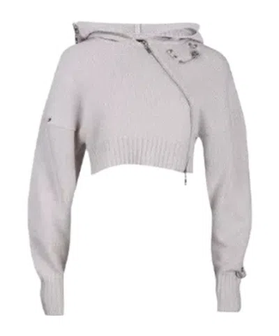 We11 Done Long-sleeved Hooded Sweater In Neutral