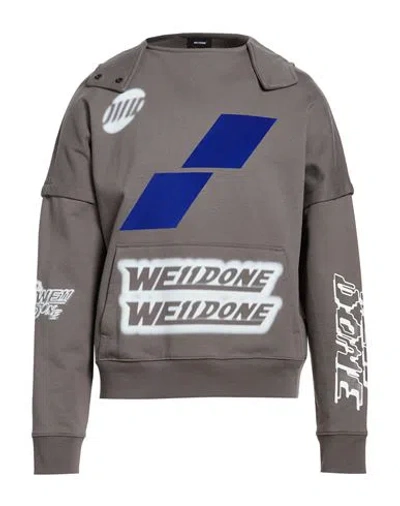 We11 Done Man Sweatshirt Grey Size S Cotton, Polyurethane In Gray