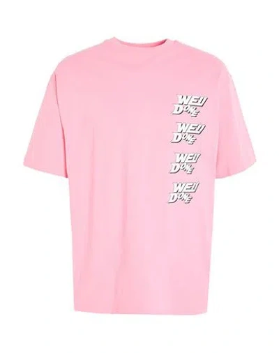 We11 Done Man T-shirt Pink Size Xs Cotton In Animal Print