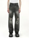 We11 Done Ripped Denim Trouser In Gray