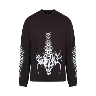We11 Done Men's Spine Skull Print Long Sleeve T-shirt In Black