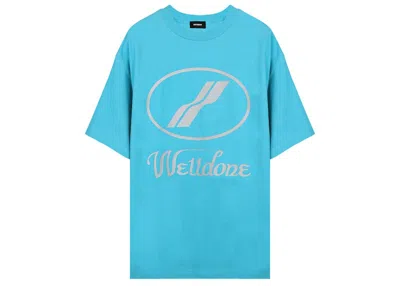 Pre-owned We11 Done Men's We11done Logo Print Oversized T-shirt In Blue