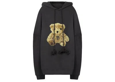 Pre-owned We11 Done Men's We11done Teddy Bear Patch Hoodie In Black