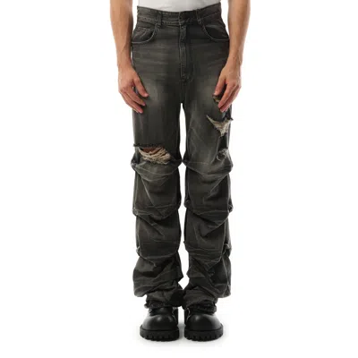 We11 Done Men's Wrinkled Straight Denim Trousers In Black