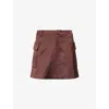 We11 Done Womens Brown Cargo Flared Woven Mini Skirt In Brown