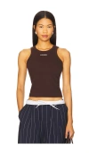 We11 Done Minimal Logo Tank Top In Brown