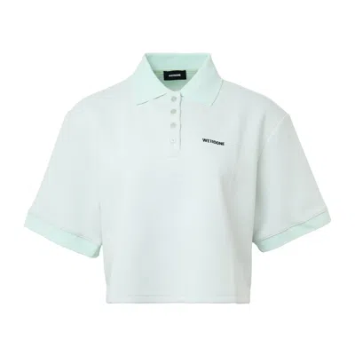 We11 Done Mint Womens Cropped Polo T-shirt In Blue