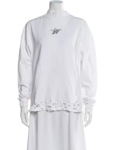 Pre-owned We11 Done Mock Neck Long Sleeve Sweatshirt In White