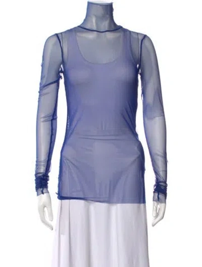 Pre-owned We11 Done Mock Neck Long Sleeve Top In Blue