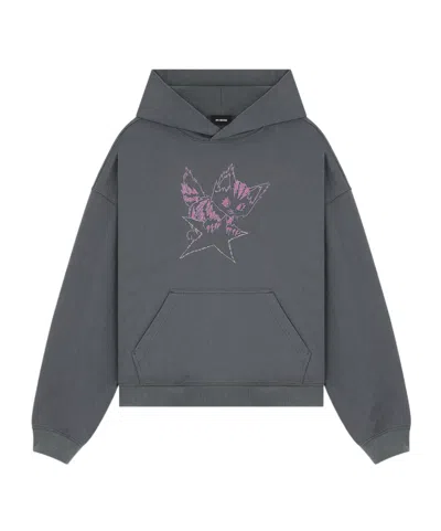 We11 Done Monster-print Cotton Hoodie In Gray