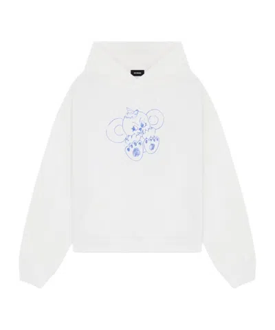 We11 Done Monster-print Cotton Hoodie In White