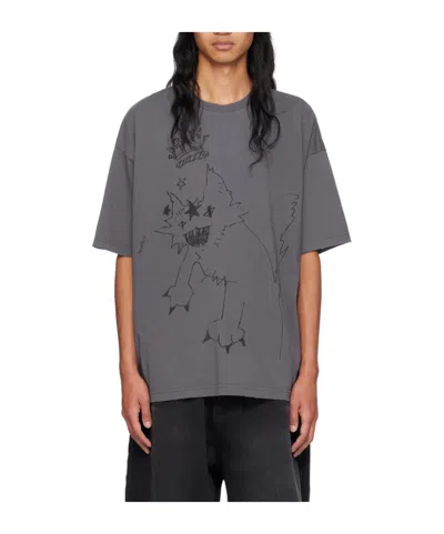 We11 Done Gray Monster T-shirt In Charcoal