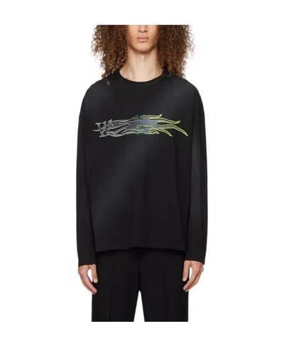 We11 Done Motif-embroidered Cotton Sweatshirt In Black