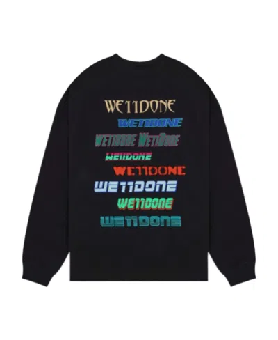 We11 Done Multi-logo Cotton Sweatshirt In Black