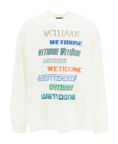 We11 Done Multi-logo Cotton Sweatshirt In White