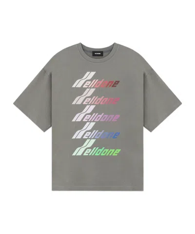 We11 Done Multi Logo Print T-shirt In Grey