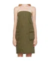 We11 Done Khaki Cargo Denim Midi Skirt In Green