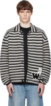 We11 Done Multicolor Black Stripe Embroidered Cardigan In Multi
