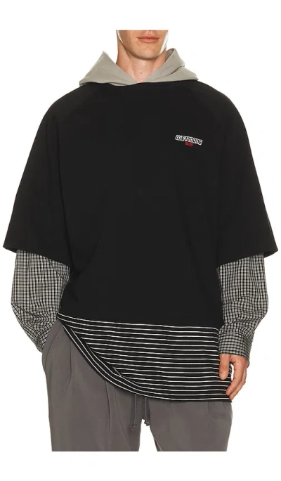 We11 Done Multi-layered Hoodie In Black