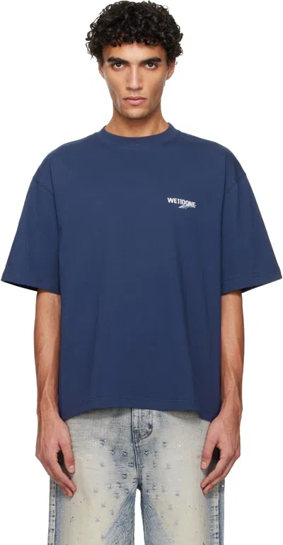 We11 Done Navy '1506' Wave Logo T-shirt In Blue
