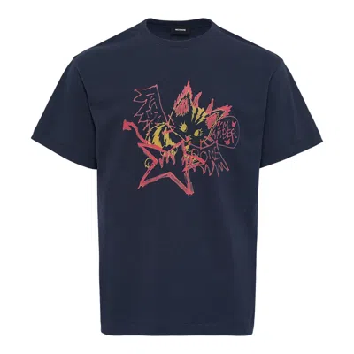 We11 Done Navy Amber Drawing T-shirt In Blue