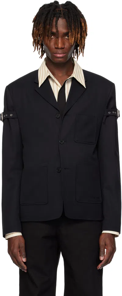 WE11 DONE NAVY BELTED BLAZER