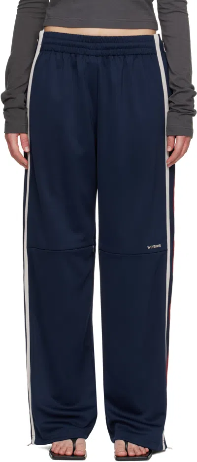 We11 Done Navy Color-block Track Pants In Blue