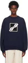 We11 Done Navy Crewneck Sweater In Navy