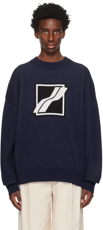 We11 Done Navy Crewneck Sweater