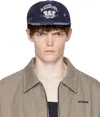 We11 Done Navy Distressed Collegiate Cap In Blue