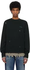 We11 Done Navy Grunge Knit Sweater In Navy