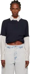 We11 Done Navy Layered Twist Top In Blue