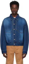 We11 Done Navy Loose Denim Jacket In Navy