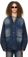 We11 Done Navy Oversized Denim Jacket In Blue
