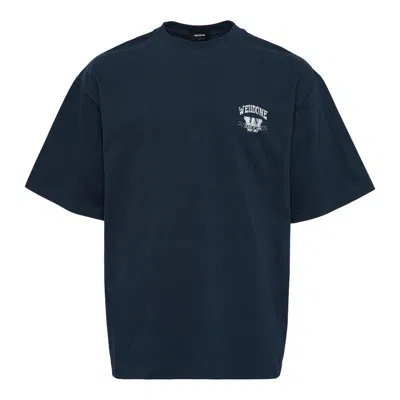 We11 Done Navy University Logo T-shirt In Burgundy