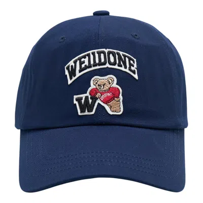 We11 Done Navy Varsity Logo Cap In Blue