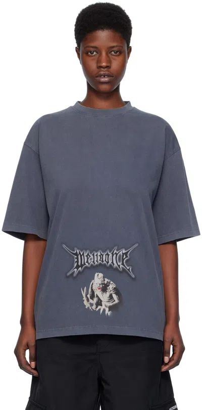We11 Done Navy Vintage Monster T-shirt