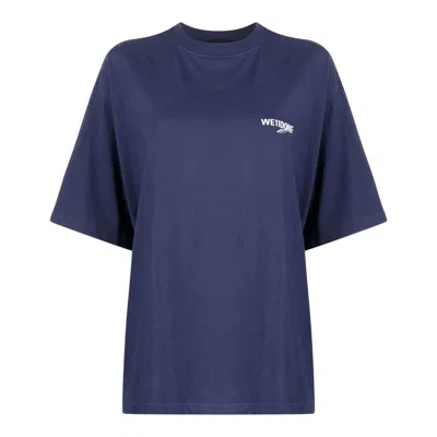We11 Done Navy Wave Logo Short-sleeved Tee In Blue
