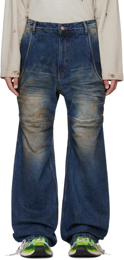 We11 Done Navy Wire Jeans