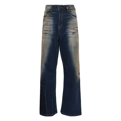 We11 Done Navy Womens Dirty-washed Denim In Blue