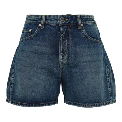 We11 Done Navy Womens Tuck Detail Shorts In Blue