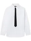 We11 Done Necktie-detail Cotton Shirt In White