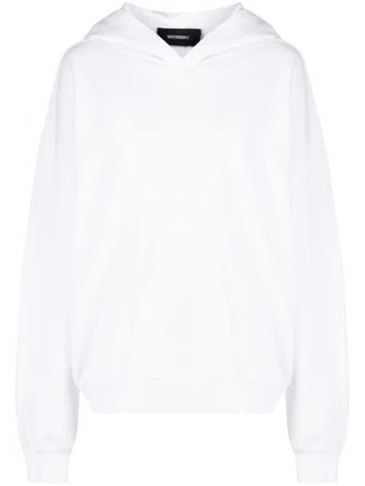 We11 Done New Teddy Logo Cotton Hoodie In Weiss