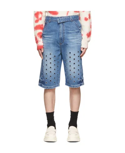 WE11 DONE NON-STRETCH DENIM SHORTS