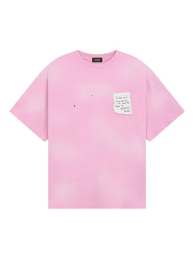 We11 Done Note-motif T-shirt In Pink