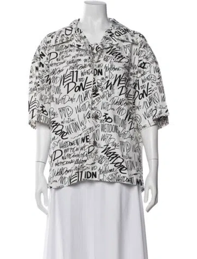 Pre-owned We11 Done Nylon Graphic Print Top In White