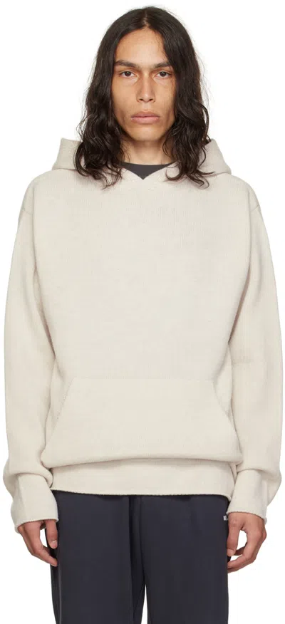 We11 Done Off-white Jacquard Hoodie In Ivory