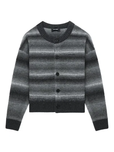We11 Done Ombre-striped Cardigan In Black