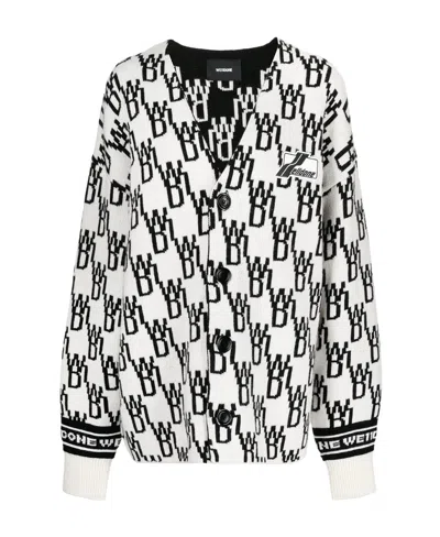 We11 Done Oversized Monogram Cardigan In White